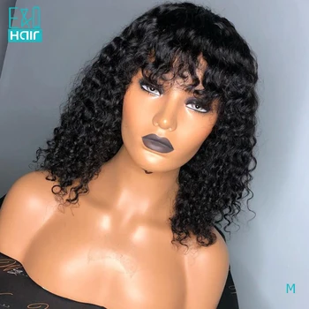 

150% Short BOB Curly Lace Front Human Hair Wigs For Women Brazilian Remy 13x6 Lace Front Wigs With Bangs 360 Lace Frontal Wig