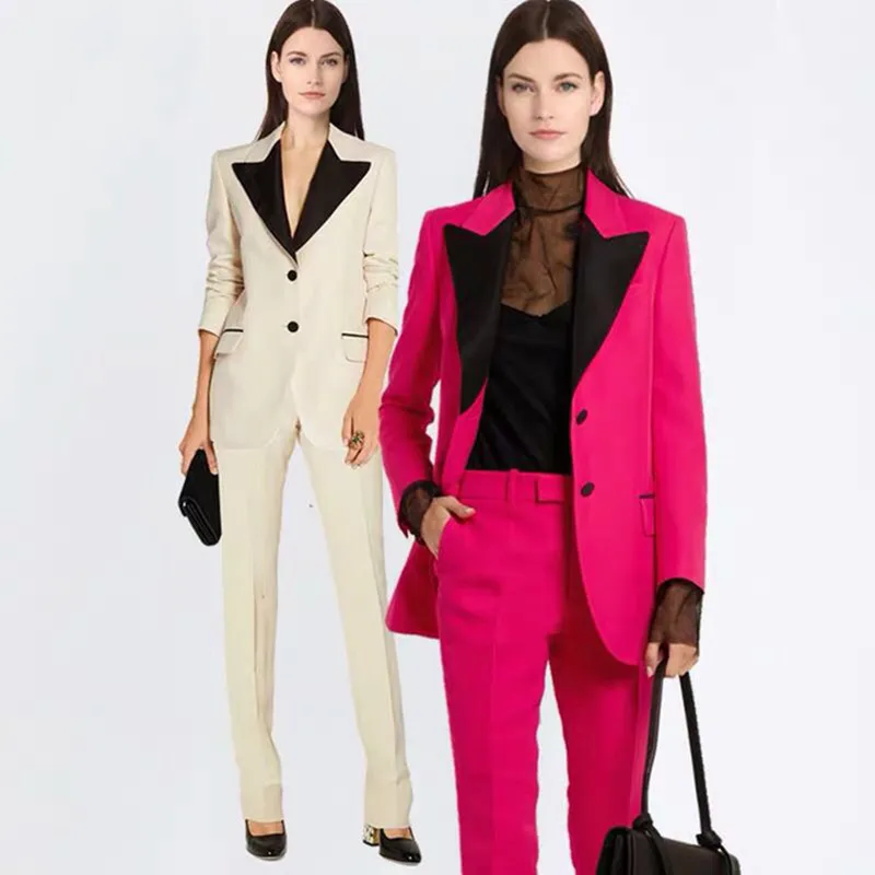 

Pants Suits Women Runway Designer High Quality Two Piece Set Ladies Office Wear Formal Business Work Slim Blazer+Pants Pantsuits