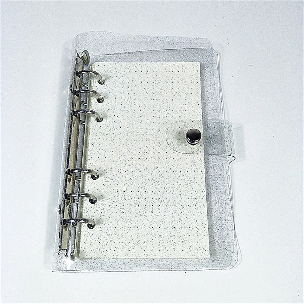 Cuaderno brillante A6, carpeta de anillos de hojas sueltas, carpeta de archivos transparente, agenda Kawaii, papelería, diario, suministros de oficina