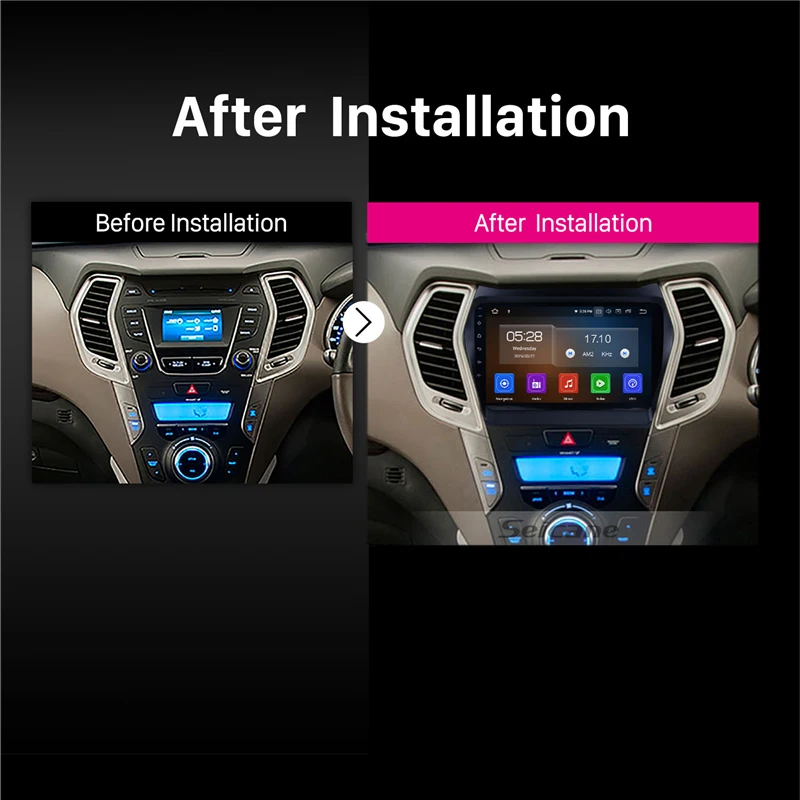Автомагнитола Seicane 9 дюймов Android 10 0 для Hyundai Santa Fe IX45 GPS Navi сенсорный экран