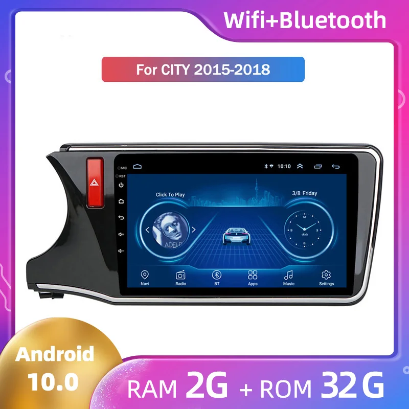 Android 10 Octa-Core ROM 32GB Car radio Multimedia GPS Navigation Stereo Head Unit FM Wifi BT for Honda City 2015 2016 2017 2018 |