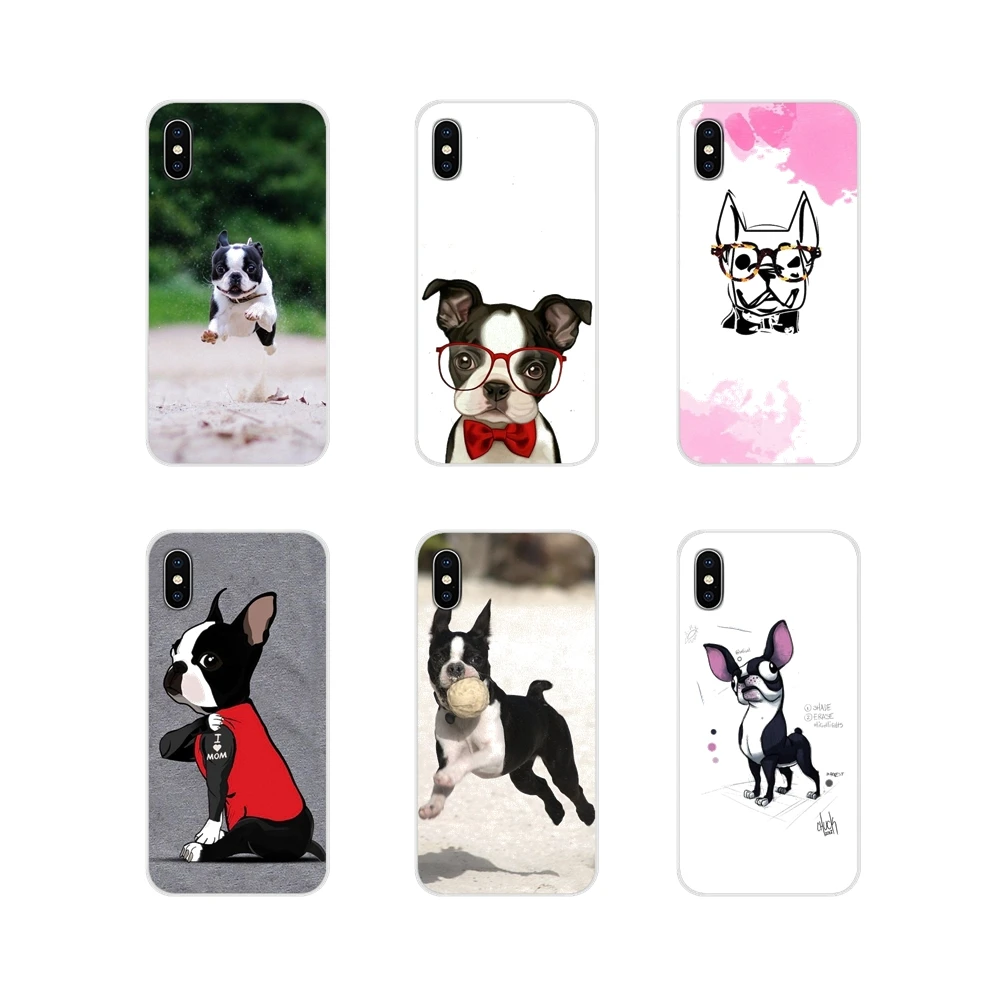 Для Apple iPhone X XR XS 11 12Pro MAX 4S 5S 5C SE 2020 6S 7 8 Plus ipod 5 6 Бостон терьер с щенками Бультерьера