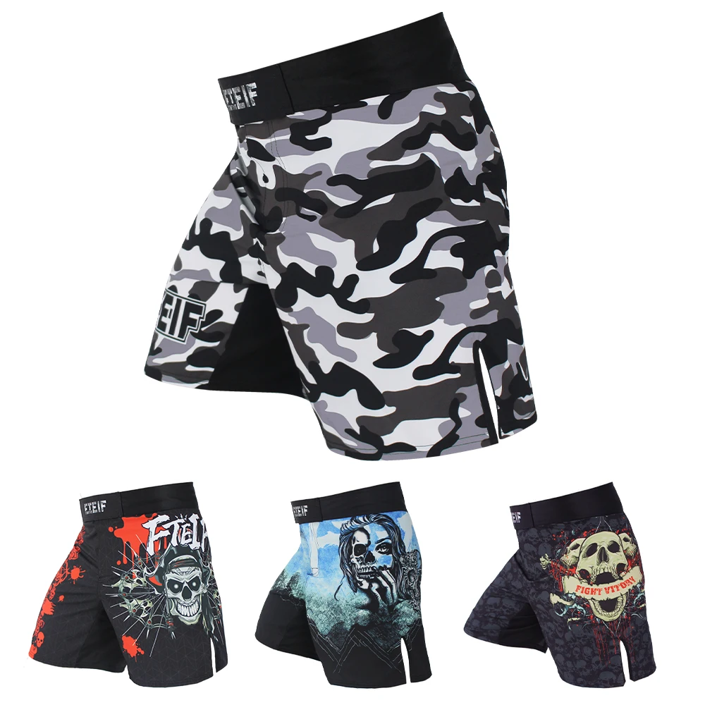 FTEIF MMA Breathable Fierce fighting Camouflage boxing shorts Tiger Muay Thai mma kickboxing sanda short muay thai cheap |