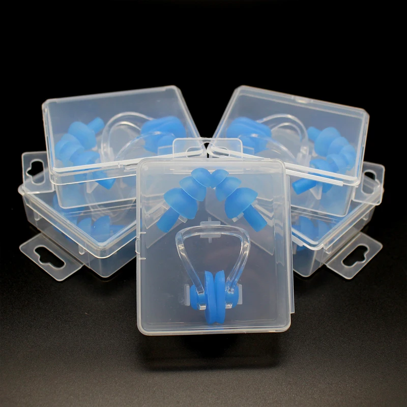 

5sets EarPlugs & Nose Clip Swimming Accessorie Silicone Soft Waterproof Dust-Proof Earplugs Sleep Travel Diving Water Sport