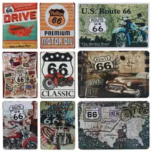 30X20 см США винтажные металлические жестяные знаки бар клуб стены гаража украшения дома Route 66 номер автомобиля номерной знак табличка плакат H18