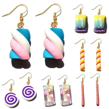 Earring For Women Resin Drop Children Custom Made Handmade Cute Girls Cotton Candy Gift Funny