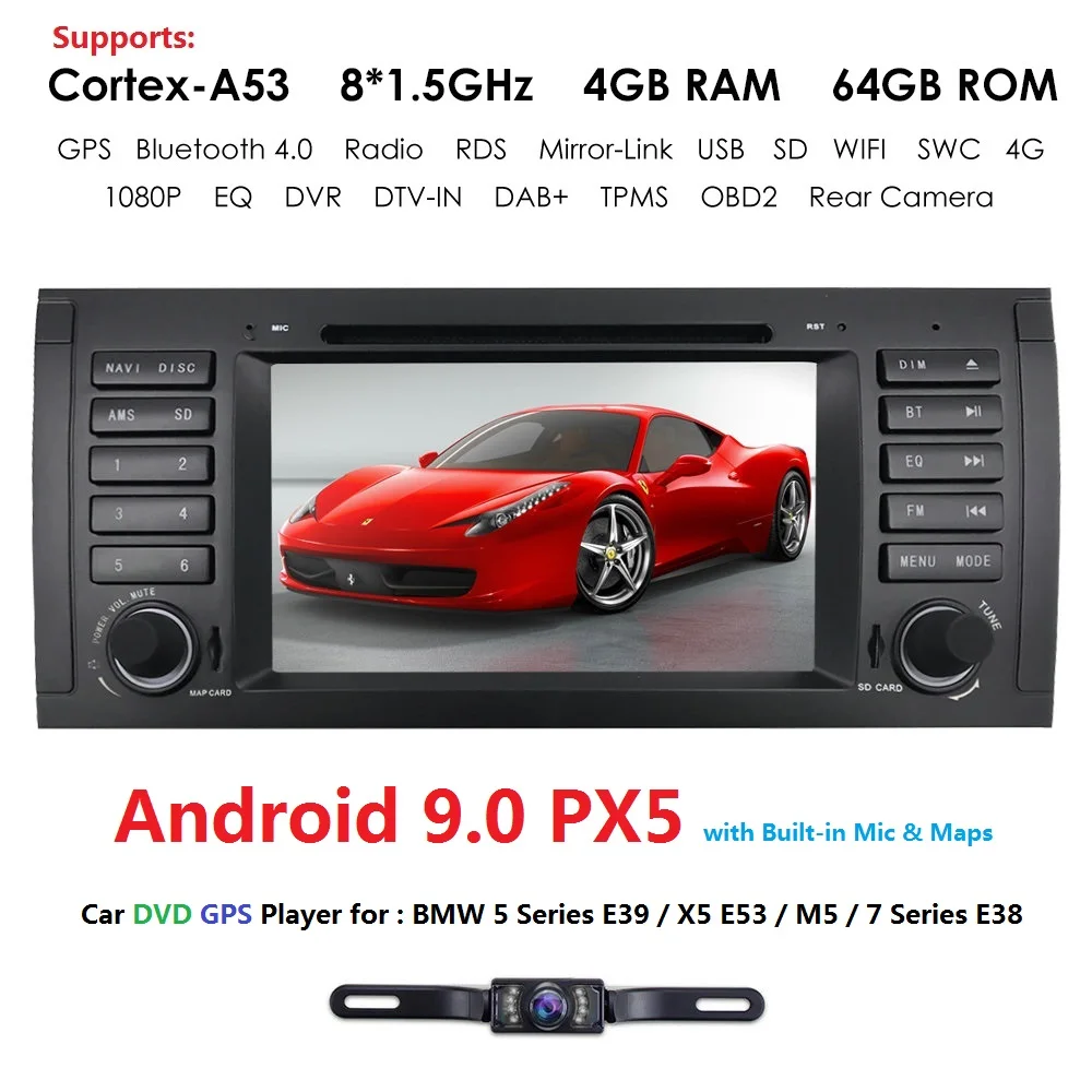 Excellent Android 9.0! 7 Inch In Dash Car DVD Player Multimedia For BMW/E39/X5/M5/E53 With 4GRAM Canbus 4GWifi GPS Navigation Radio BT CAM 2 Excellent Android 9.0! 7 Inch In Dash Car DVD Player Multimedia For BMW/E39/X5/M5/E53 With 4GRAM Canbus 4GWifi GPS Navigation Radio BT CAM 2