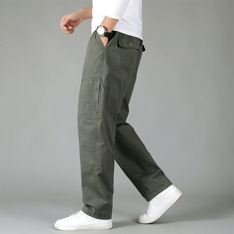 skinny cargo pants Casual Pants Men's Trousers Elastic Waist Cotton Men's Fashion Trousers Dad Pants Loose Straight Cargo Pants Khaki Black Gray cargo sweatpants Cargo Pants