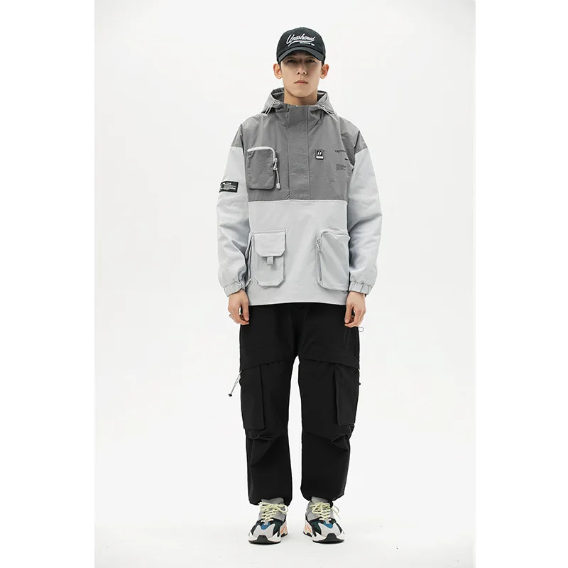 

City Where the Product 2020 Spring Clothing New Style Multi-pockets Mixed Colors Hooded Origional Coat Tooling Jacket Spring Clo
