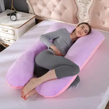 

U-shaped Pillow with Wide Scope of Application Simplicity Crystal Velvet Side Sleeping Cushion Napping Pad Pregnancy Women