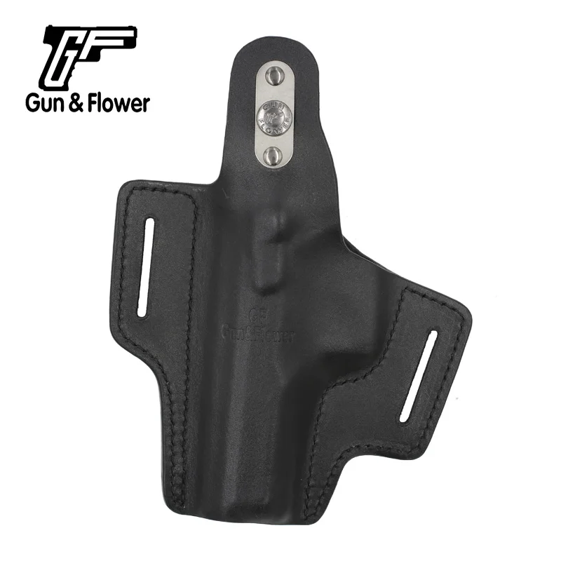 Кожаный чехол-кобура с 2 слотами для крепления большого пальца на поясе с изображением пистолета и цветка для CZ 75 SP01