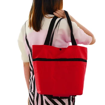 

Hot Portable Trolley Bag Portable Multi-Function Oxford Folable Tote Bag Shopping Reusable Grocery Bags D6