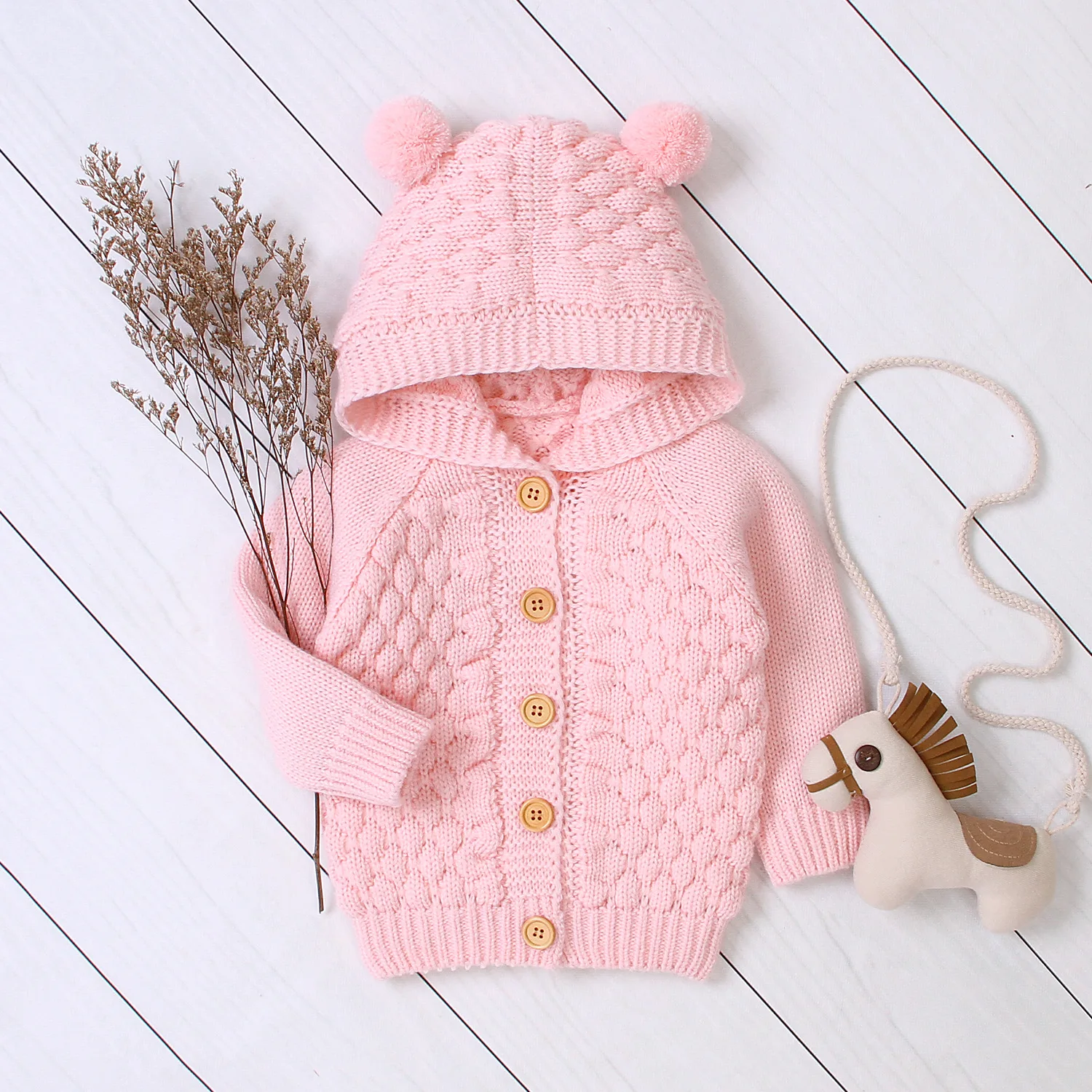 Вязаный детский свитер; коллекция года; зимний Кардиган для новорожденных; свитера для маленьких мальчиков; куртки с капюшоном на пуговицах; осеннее пальто для маленьких девочек