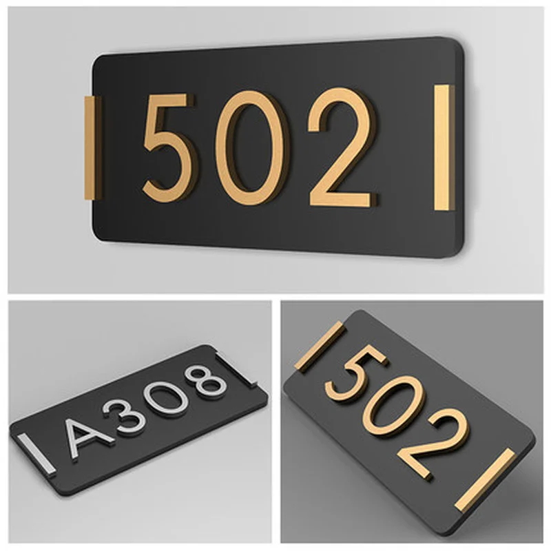 Retro Style Acrylic Door Numbers Signs Wood Number Plate Apartment Hotel Digital House Adhesive Sticker Customized | Дом и сад