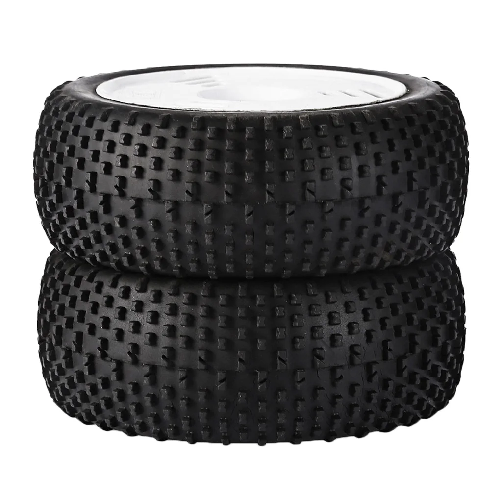1 Pair RC 1:8 Off-Road Car Tire with Wheel Rim for  VP-PRO ZDRacing HPI FS White+Black