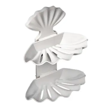 

Shell Double Drain Soap Box Free Punch Creative Bathroom Shelf Bathroom Double Soap Box Storage Rack