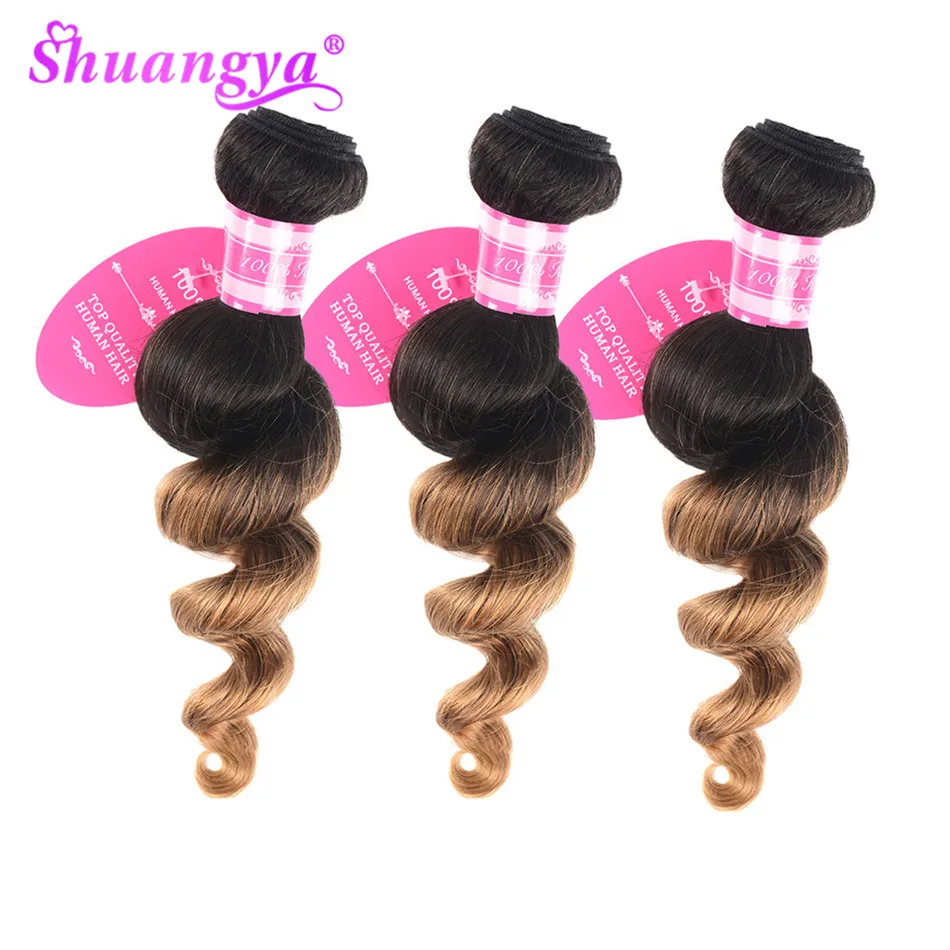 

Malaysian Loose Wave Bundles 2 Tone T1B/27 Hair Bundles Ombre Bundles Remy Hair extension 100% Human Hair Bundles Shuangya hair