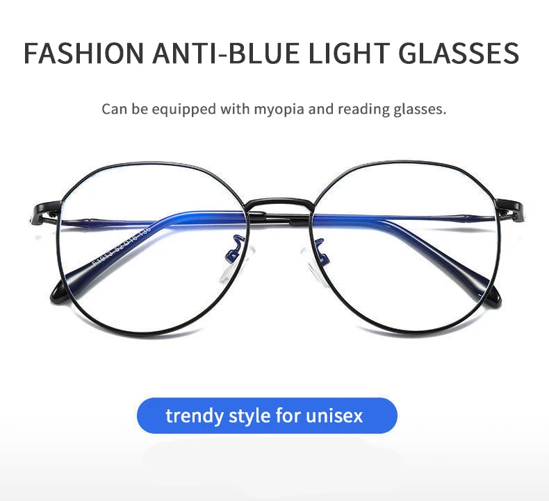 Metal Round Anti Blue Light Glasses Women Men Classic Square Eyeglasses Frames Transparent Computer Glasses Oculos Feminino