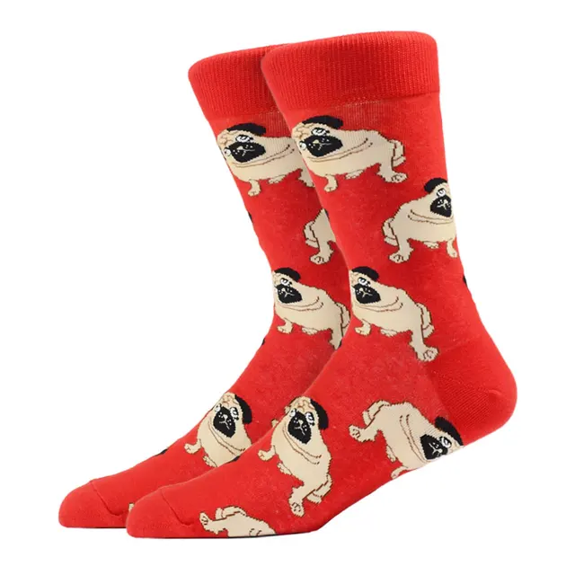 Fashion Men Happy Socks Combed Cotton Cartoon Animals Dog Cat Large Size Casual Women Cute Funny Harajuku Socks Colorful HK11051-3