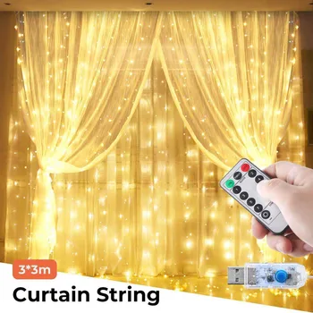 

Pretty girl LED curtain lights remote controll copper string lights USB safe romantic lights wedding Party holiday decoration