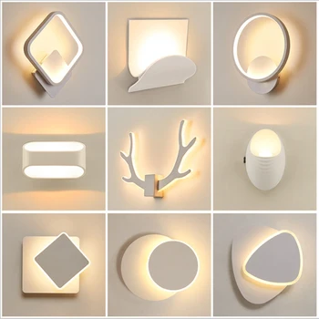 

LED Aluminum Wall Light Nordic Wall Lamp Living Room Bedside Lights Bedroom Wall Decor Modern For Home 220V LED Sconce Lighting