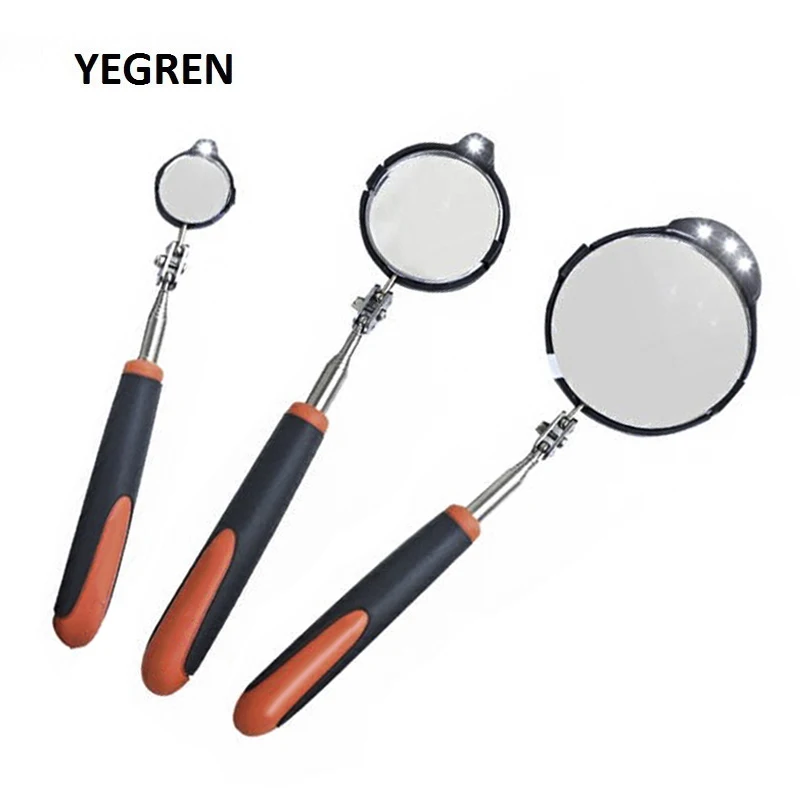 Led Foldable Retractable Inspection Mirror 32mm 55mm 82mm Telescopic
