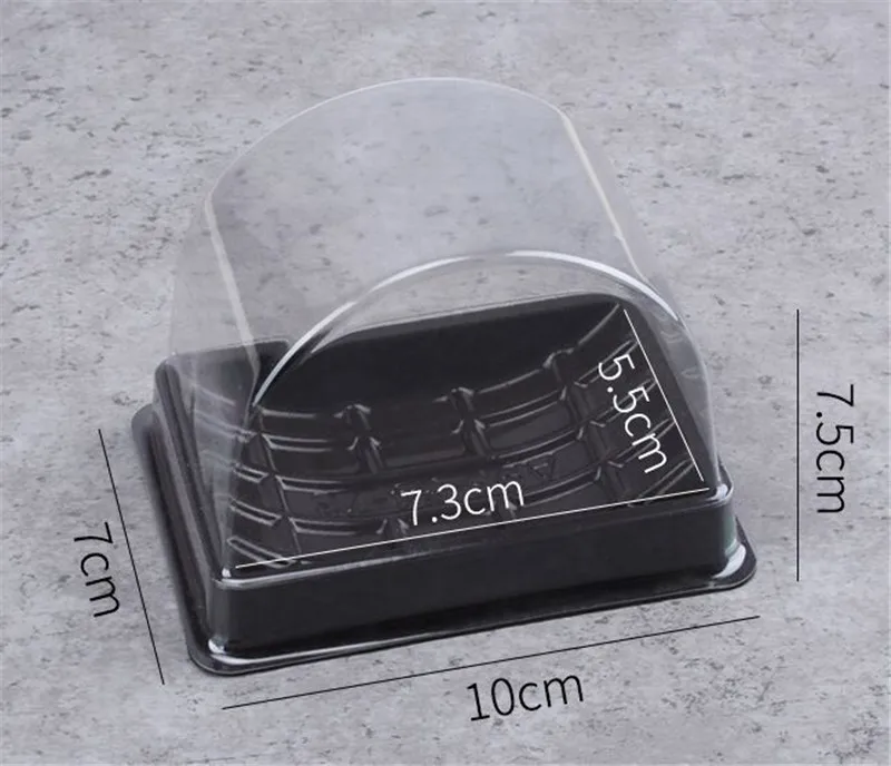 100pcs 10x7.5xH6.5cm 100 шт прозрачная упаковочная бумажная коробка для Мусса с ручкой для конфет \ тортов \ Упаковка для десертов коробки круглая квадратная пленка для Мусса - Цвет: 100pcs 10x7.5xH6.5cm