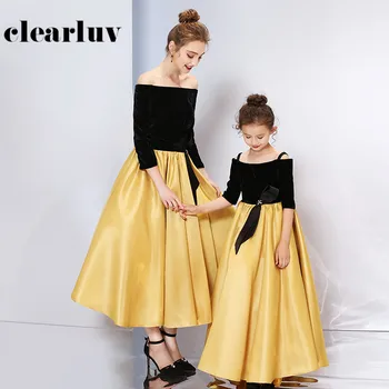 

Formal Evening Dress DB166 For Mom And Daughter Off The Shoulder Party Dresses Patchwork A-Line Elegant Gown Parent-child Wear