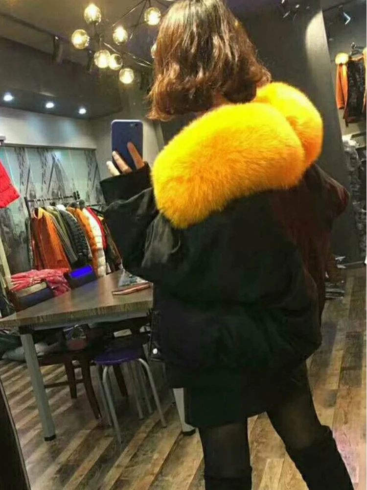 Korea winter woman duck down coat short jacket for ladies bat sleeves with fox fur collar grey white black green big size