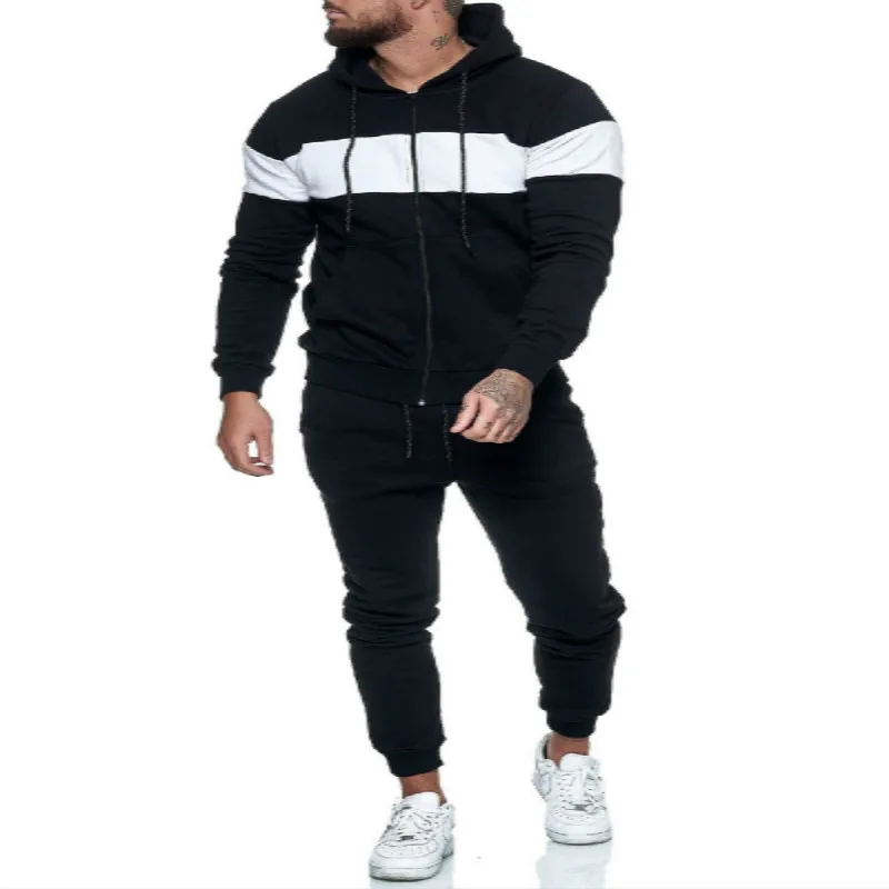 

2020 New Autumn Winter 2-Pieces Men's Casual Hoodies Sets Tracksuits Sportswear Fitness Color Matching Men's Leisure Sports Suit