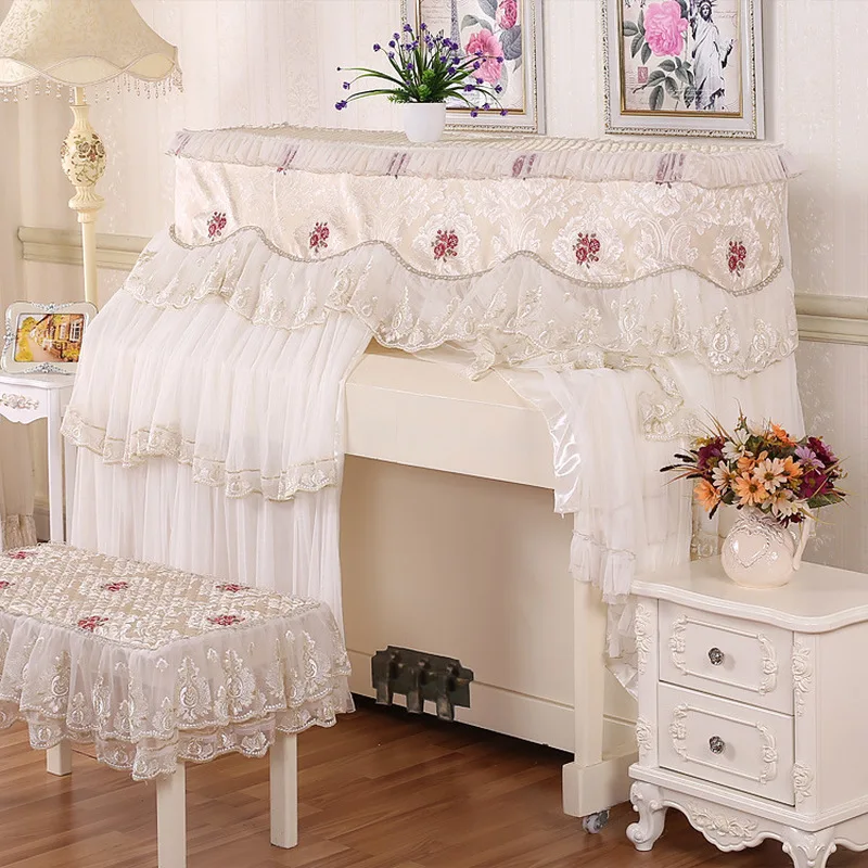 Beautiful Cotton Piano Cover Flower Printed Simple Lace Full Dust Decoration | Дом и сад
