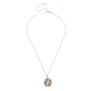 

Round Resin Fashion Pendant Necklace For Women Jewelry Collares Friends Chains Girl Accessories Aesthetics Suspension XL10290
