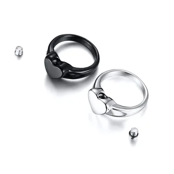 

New Romantic Heart-shaped Titanium Steel Couple Ring, Commemorative Gift for Women Black and Silver