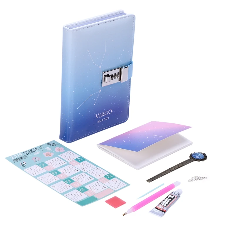 

Virgo PU Creative Cute Password Lock Notebook Personal Travel Diary