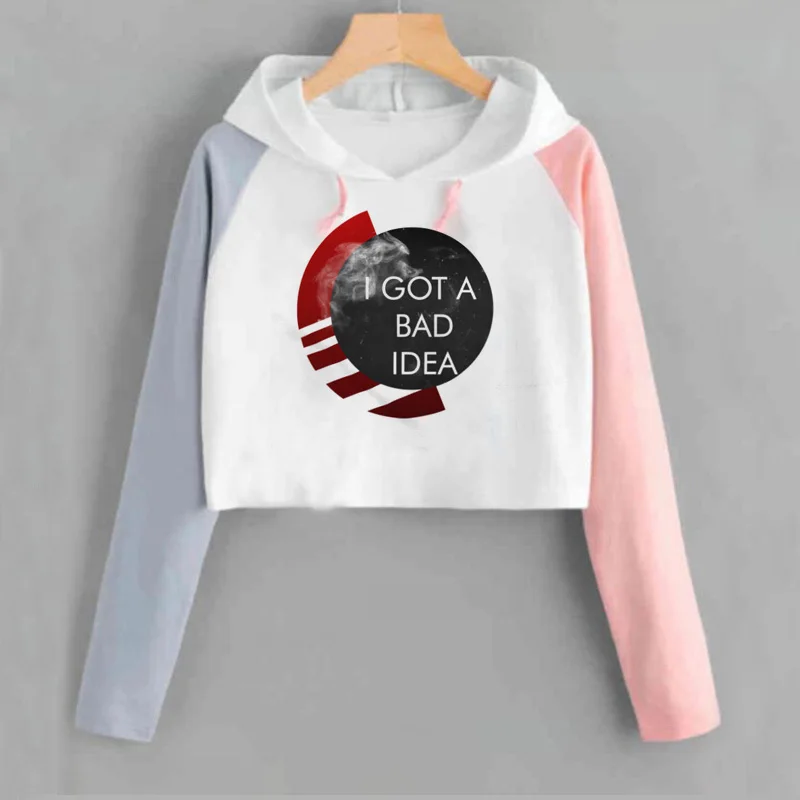 2019 модные толстовки с капюшоном Ариана Гранде для женщин I Got A Bad Idea Короткая
