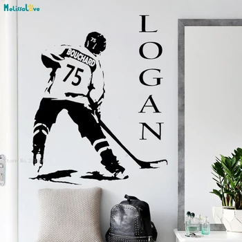 

Custom Jersey Name Number and the First Name Personalized Hockey Player Wall Decals Vinyl Sticker Home Decor Teens Gift YT2309