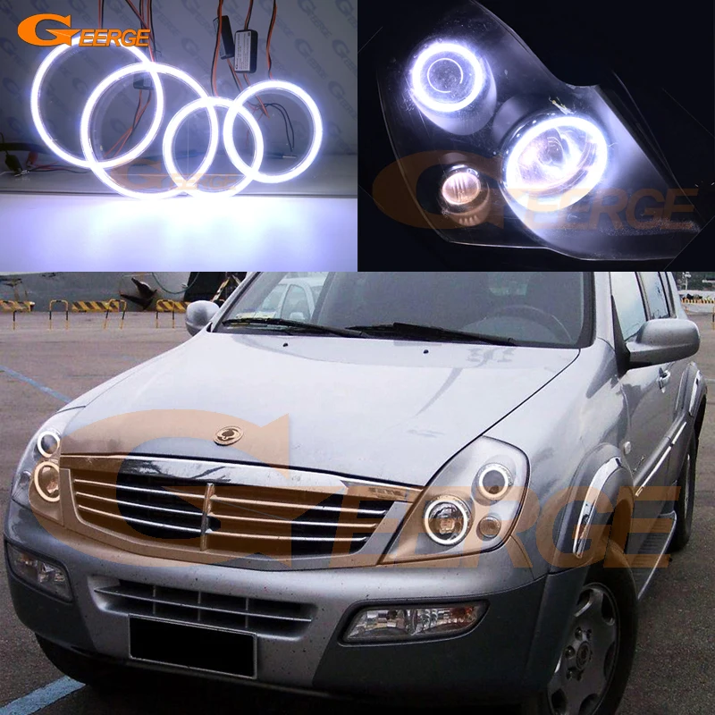 

Excellent Ultra bright illumination COB led angel eyes halo rings For Ssangyong Rexton 2002 2003 2004 2005 pre facelift