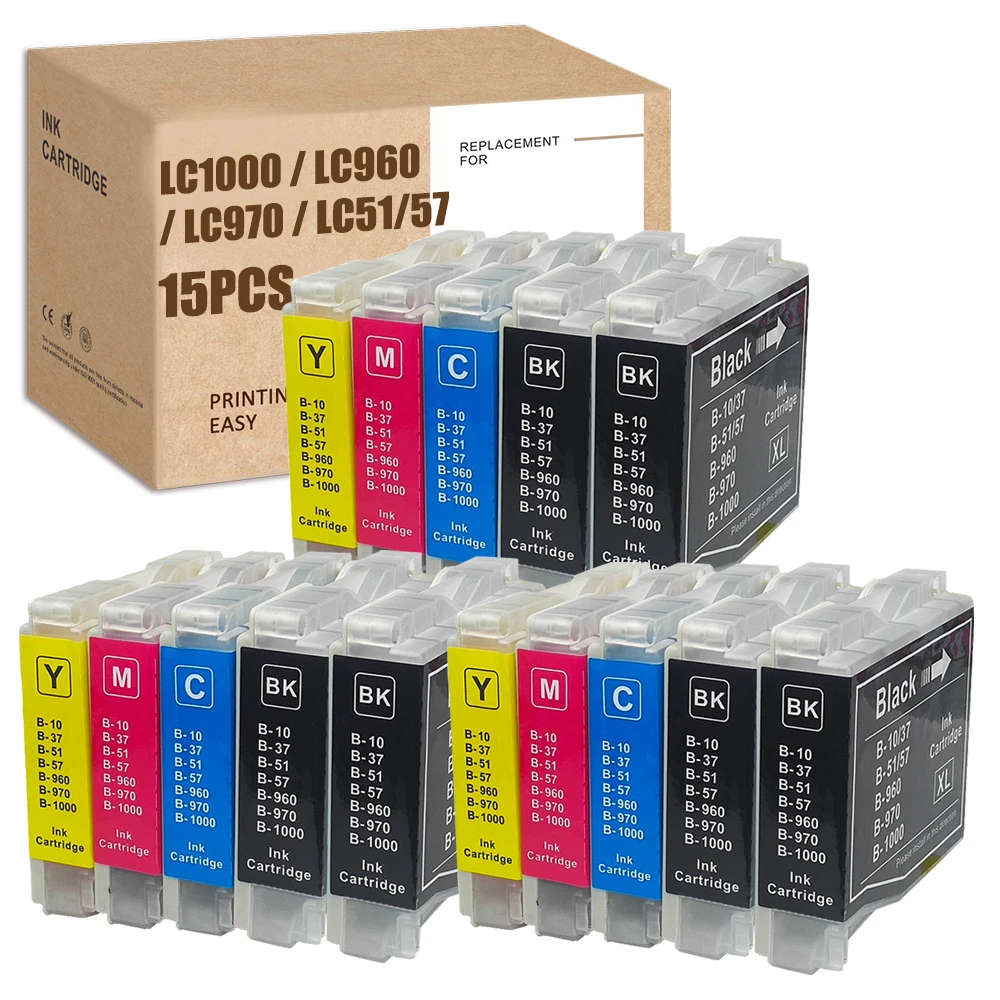 ink cartridges HS Compatible For Brother LC-1000/LC-970 LC970 Printer Ink DCP-153C,157C,330C,350C MFC-460CN,465CN,5460CN,630CDW 845CW FAX-1360 laser printer toner Ink Cartridges