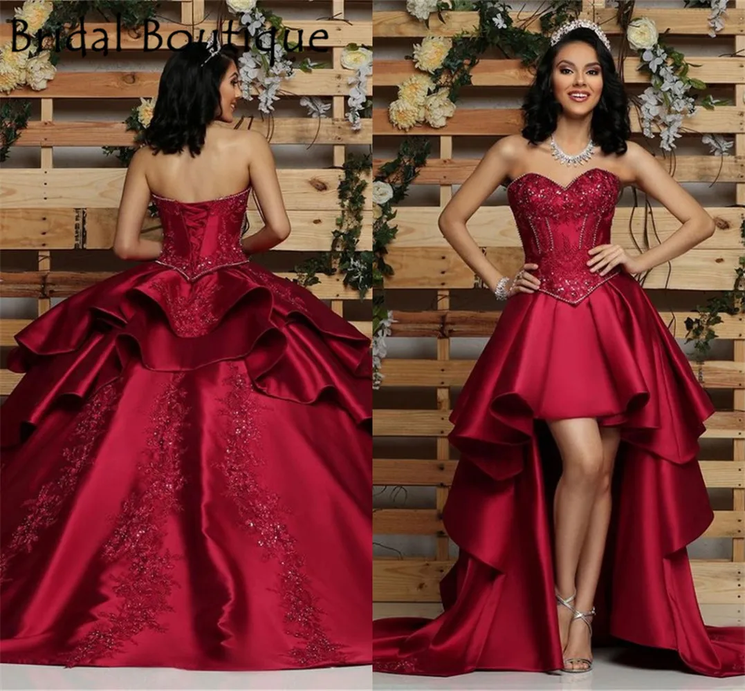 Vestido de baile desmontable quinceañera, vestido de fiesta de 15 y quinceañera con cuentas, color burdeos, 2022|Vestidos de - AliExpress