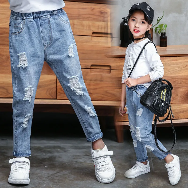 

Ripped Jeans Denim Clothes Baby Pants 2-12T Boys Girls Pants Hot Sale Spring And Autumn Kids Clothing #25