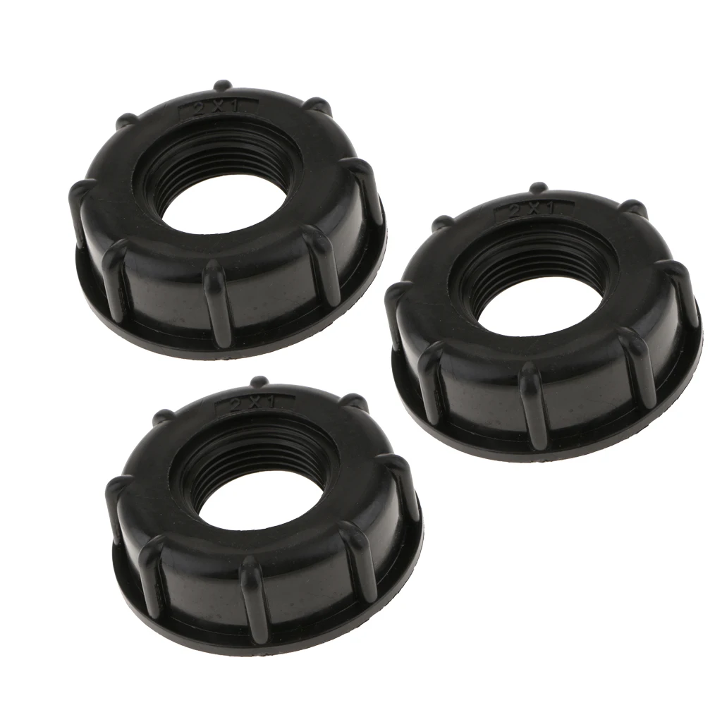 3pcs IBC Tank Adapter (Thick Thread 1-inch) Water Tank Connector Fitting Black