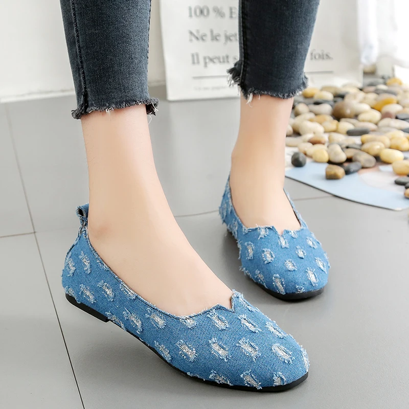 

2020 Women's Flats shoes Spring Summer Ladies Shoes Leisure flats Denim Cloth Fashion Walking Work Loafer U19-73