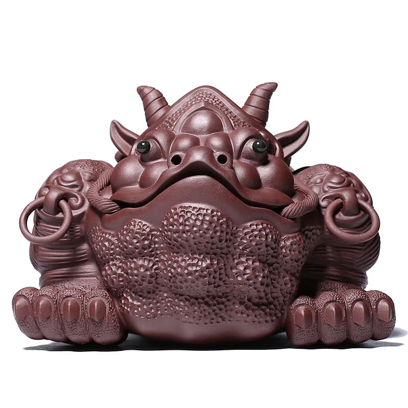 toad mascot yixing zisha tea pet wealthy decoration republic green clay tea play 