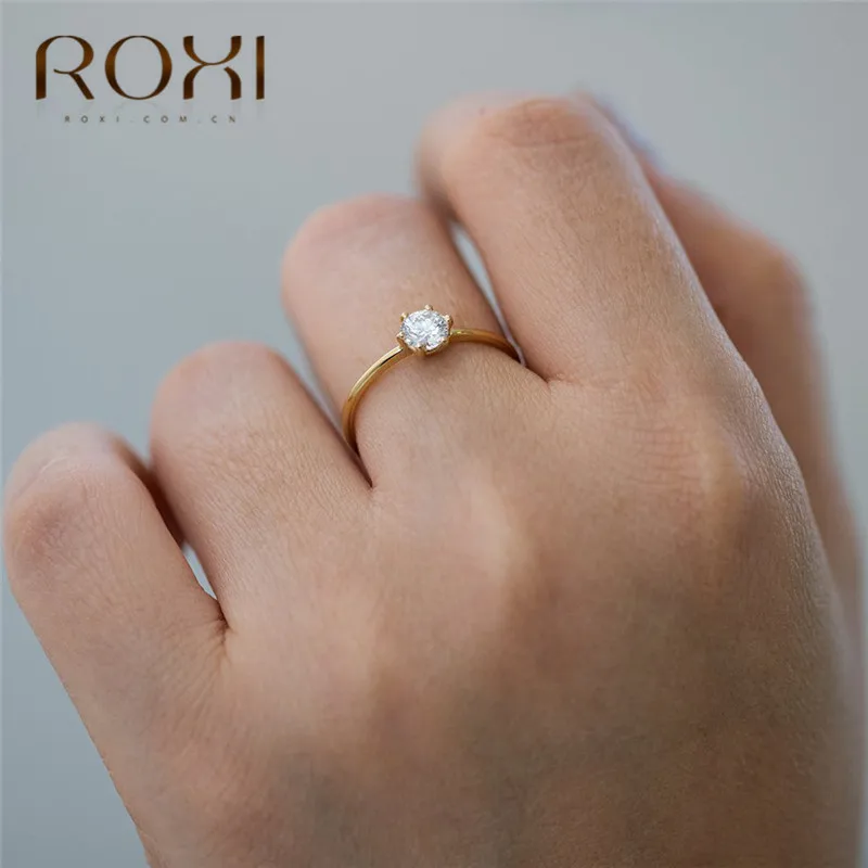 ROXI модные классические шесть крапанов AAA циркон обручальные кольца для женщин ювелирные изделия Изящные женские кольца для помолвки Кристалл кольцо подарки