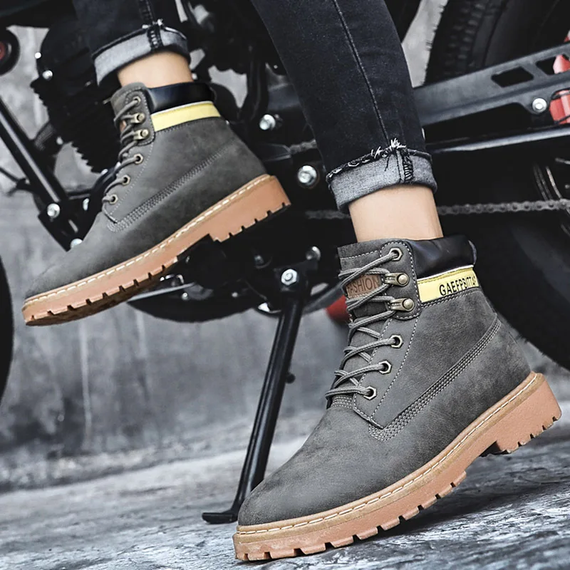 

Retro Classics Leisure Men Chelsea Boots PU Cotton Fabric Solid Vintage Motorcycle Boots Knee-High Round Toe British Style Shoes
