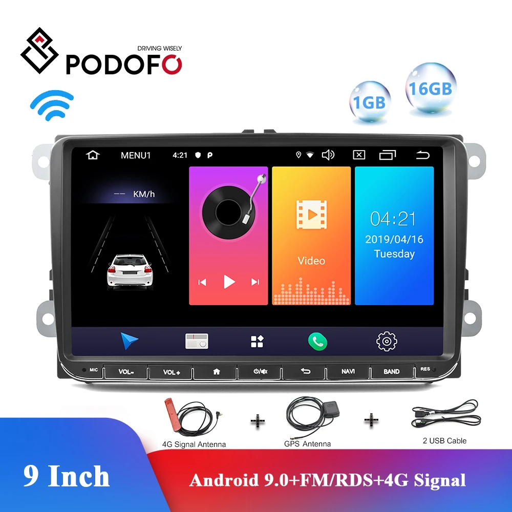 Автомобильный мультимедийный плеер Podofo 2 din 9 дюймов Android 0 GPS навигация Wi Fi RDS Bluetooth