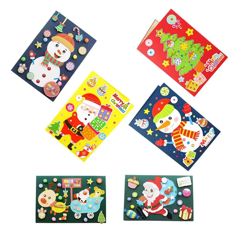6 шт. в упаковке, Детские Рождественские открытки, принадлежности для изготовления, Обучающие аксессуары для рукоделия, материалы для детского сада, класса