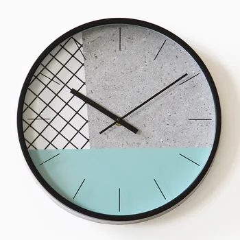 

12-inch Creative Minimalist Clock Green Round Wall Clock Modern Design Kitchen Bedroom Study Mute Decorative Quartz Clock