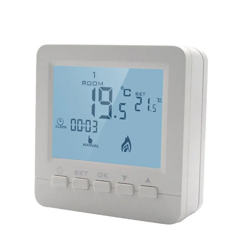 

Wireless Gas Boiler Thermostat Rf Control 5A Wall-Hung Boiler Heating Thermostat Aaa Batteries Powered Thermostat