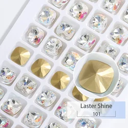 Enhanced Square K9 Glass Crystal Stones for DIY Jewelry, Clothing, and Decoration (Laser Shine)